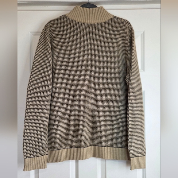 Candy & Caviar Khaki Recycled Blend Mockneck Quarter-zip Sweater - Size S - Picture 9 of 9